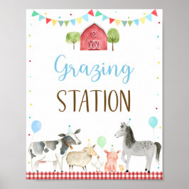 Póster Rótulo de cumpleaños de Boy Farm Grazing Station