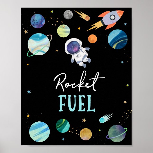 Póster Rótulo de cumpleaños de combustible de cohete astr (Frente)