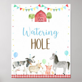 Póster Rótulo de cumpleaños de Hole de Agua de Granja Boy