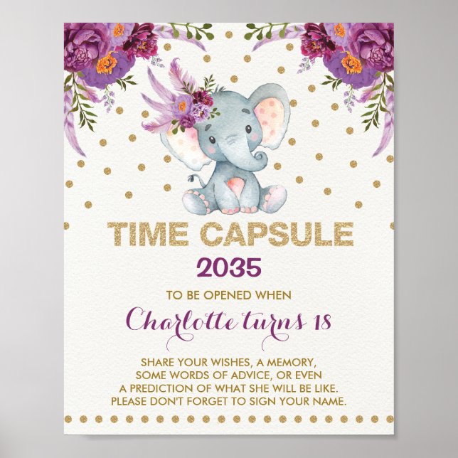 Póster Rótulo de cumpleaños de la cápsula del tiempo del  (Frente)