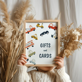 Póster Rótulo de cumpleaños de los autos de la ciudad de 