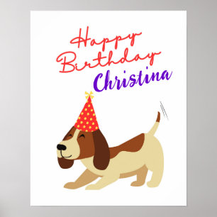 Póster Rótulo de cumpleaños de perro, cumpleaños de cacho