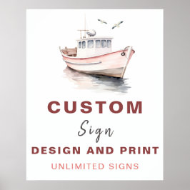 Póster Rótulo de cumpleaños de Personalizado náutico de b