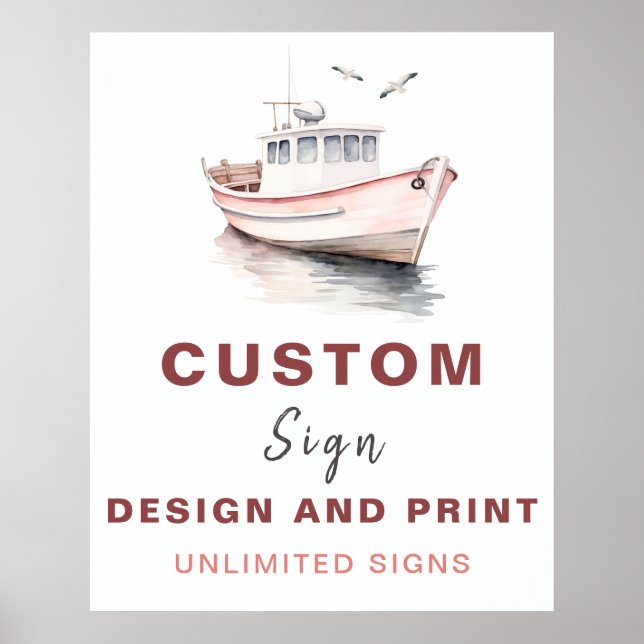 Póster Rótulo de cumpleaños de Personalizado náutico de b (Frente)