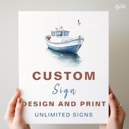 Póster Rótulo de cumpleaños de Personalizado náutico de b