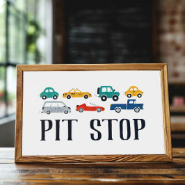 Póster Rótulo de cumpleaños de Pit Stop Transportation