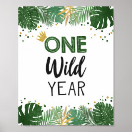 Póster Rótulo de cumpleaños de un niño safari tropical de