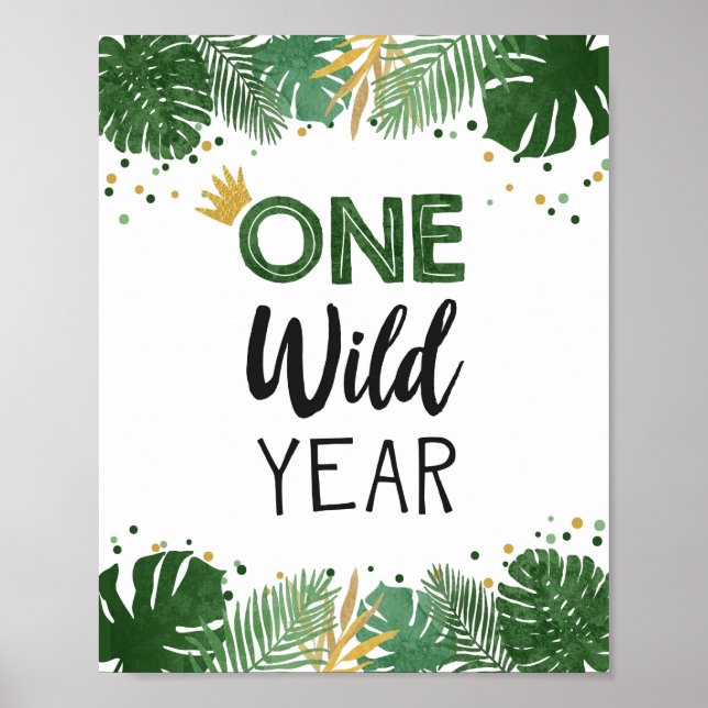 Póster Rótulo de cumpleaños de un niño safari tropical de (Frente)