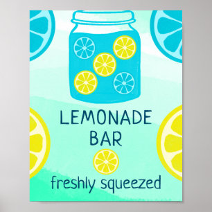 Póster Rótulo de cumpleaños del bar Blue Lemonade