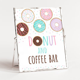 Póster Rótulo de cumpleaños del bar cafetería y donut ros