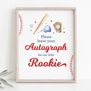 Póster Rótulo de cumpleaños del equipo de béisbol Rookie