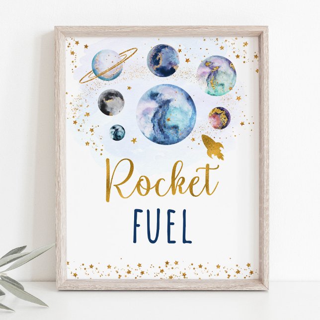 Póster Rótulo de cumpleaños del espacio Rocket Fuel Blue  (Subido por el creador)