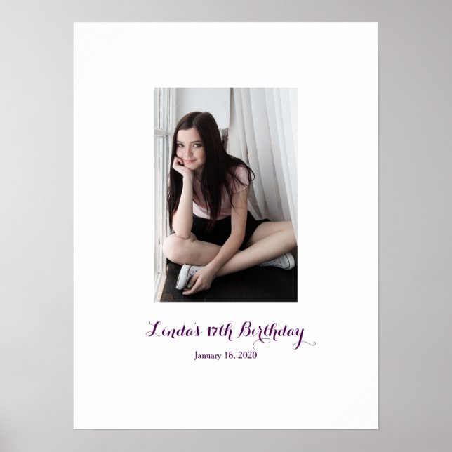 Póster Rótulo De Cumpleaños Diecisiete En La Junta De Fie (Frente)