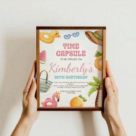 Póster Rótulo de cumpleaños en la playa, Fiesta de piscin