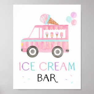 Póster Rótulo de cumpleaños Ice Cream Bar