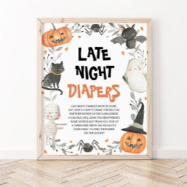 Póster Rótulo de Cute Halloween Baby Shower Late Night Di