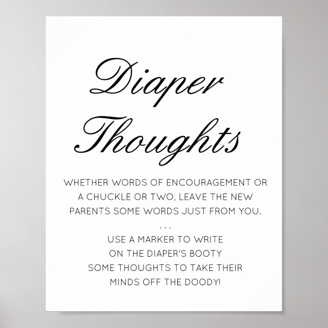 Póster Rótulo de Diaper Thoughts editable, pañal nocturno (Frente)