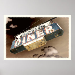 Póster Rótulo de Diner Vintage