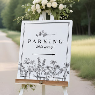 Póster Rótulo de dirección de aparcamiento del Boda Boho 