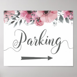 Póster Rótulo de dirección de estacionamiento flecha dere