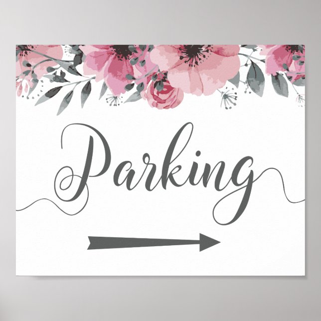 Póster Rótulo de dirección de estacionamiento flecha dere (Frente)