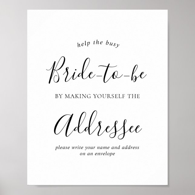 Póster Rótulo de dirección de sobres de ducha de novia mi (Frente)