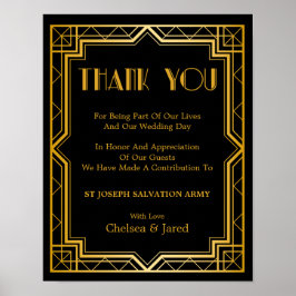 Póster Rótulo de donación de bodas | Gatsby Art Deco