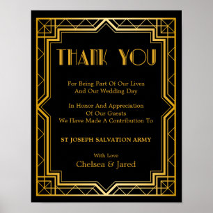 Póster Rótulo de donación de bodas   Gatsby Art Deco