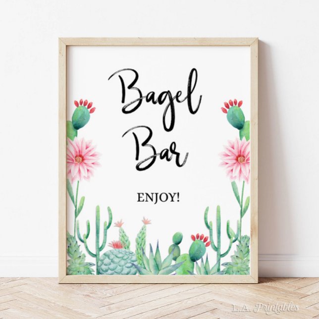 Póster Rótulo de ducha Bagel Bar Cactus Fiesta Fiesta (Bagel Bar Party Sign, Cactus Fiesta Shower Sign)