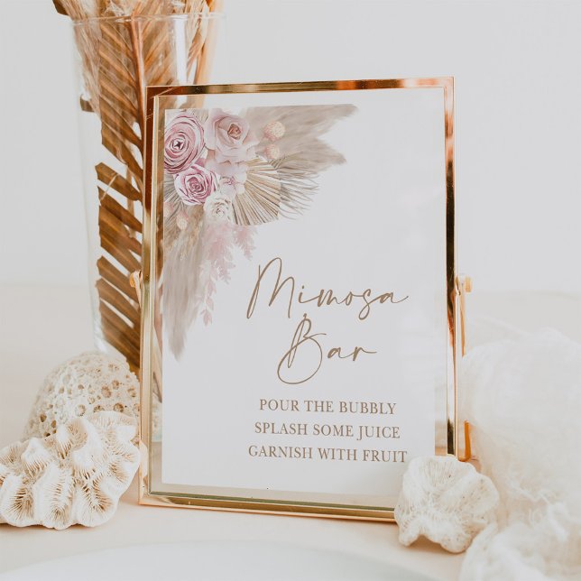 Póster Rótulo de ducha Boho Rubor Pampas Floral Mimosa Ba (Subido por el creador)