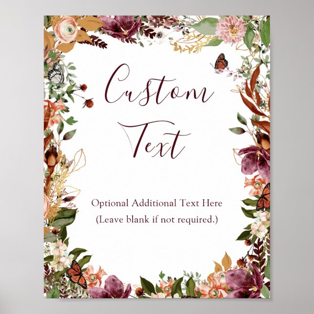 Póster Rótulo de ducha de novia botánica de otoño (Frente)