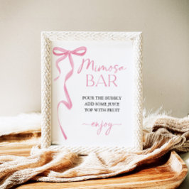 Póster Rótulo de ducha de novia con bar Mimosa Bow rosa