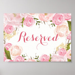 Póster Rótulo de ducha de novia con flores rosas