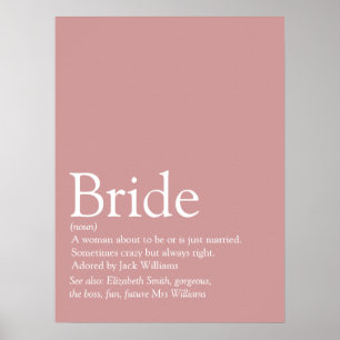 Póster Rótulo de ducha de novia de definición de novia di