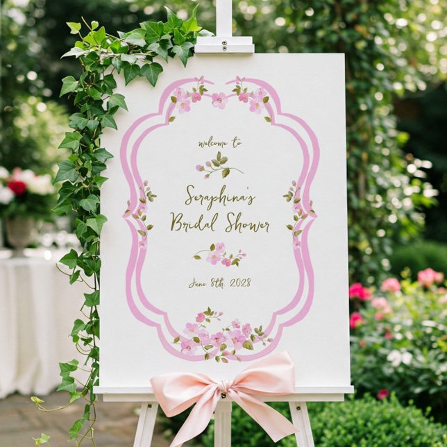 Póster Rótulo de ducha de novia floral pintado de rosa br (Subido por el creador)