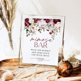 Póster Rótulo de ducha Mimosa Bar con flores rosas de Rub