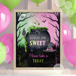 Póster Rótulo de dulces de Baby Shower de Halloween