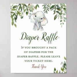 Póster Rótulo de Elephant Diaper Raffle