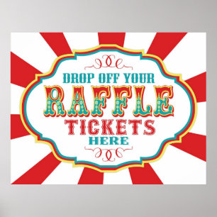 Póster Rótulo de entradas de Carnaval o Circus Raffle