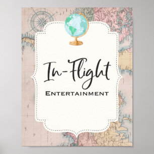 Póster Rótulo De Entretenimiento En Vuelo De Baby Shower 