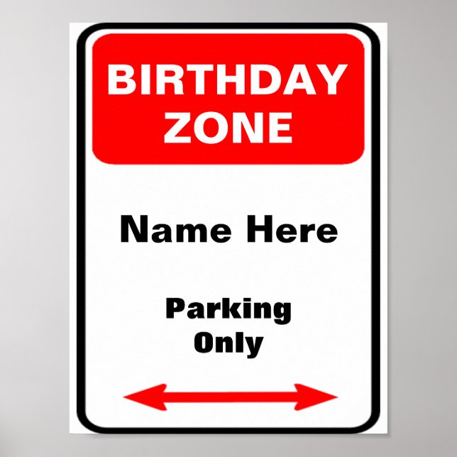 Póster Rótulo de estacionamiento de zonas de cumpleaños p (Frente)