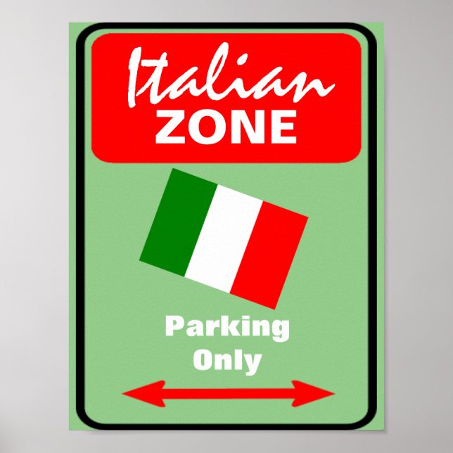 Póster Rótulo de estacionamiento de zonas italianas (Frente)