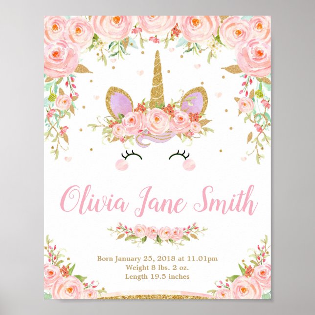 Póster Rótulo de estadísticas de natalidad para bebés de  (Frente)