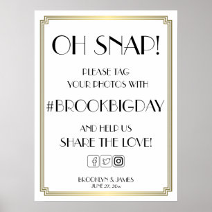 Póster Rótulo de etiquetas Art Deco Gatsby White And Gold