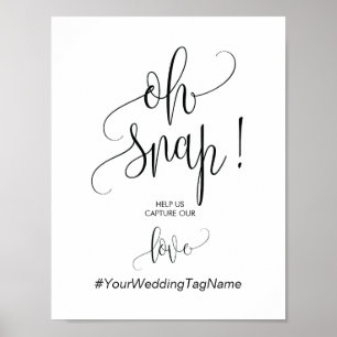 Póster Rótulo de etiquetas Boda "Oh Snap" en caligrafía m