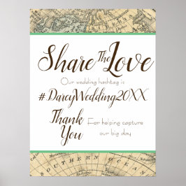 Póster Rótulo de etiquetas de Boda de mapas de cosecha de