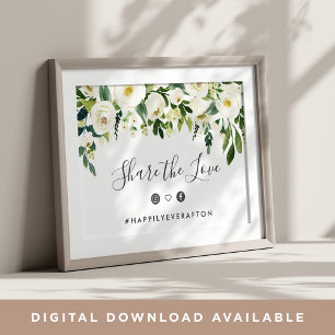 Póster Rótulo de etiquetas de Boda floral de Alabaster