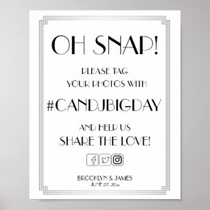 Póster Rótulo de etiquetas Gatsby 8x10 de Silver Art Deco