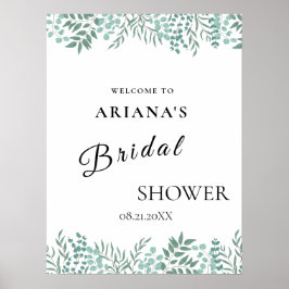 Póster Rótulo de Eucalyptus Rustic Greenery Boda