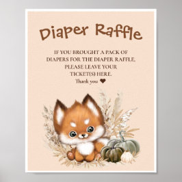 Póster Rótulo de Fall Baby Shower Boho Diaper Raffle